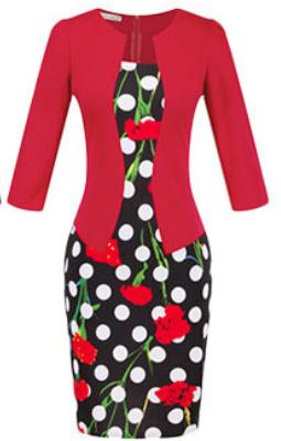 YYFS Fashion Women Career Dress Sets Formal Pencil Dress Suits Print Flower Plaid Office Wear Work Dress Clothes Free Send Belts