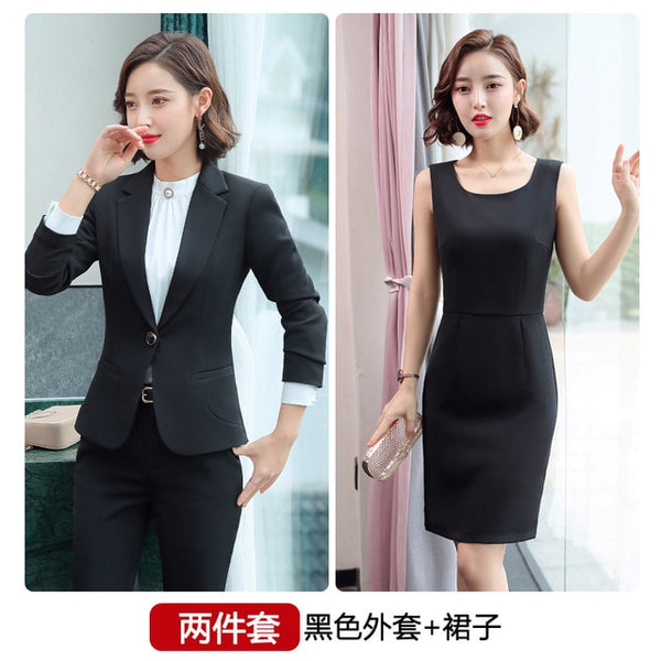 2020 Purple Women Formal Dress Suit Ladies Elegant Business Office Wear Blazer Suits Long Sleeve Blazer Jacket Dresses Plus Size