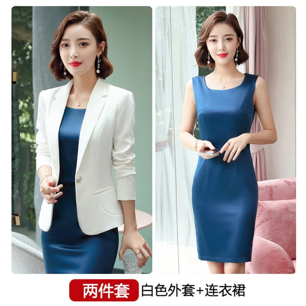 2020 Purple Women Formal Dress Suit Ladies Elegant Business Office Wear Blazer Suits Long Sleeve Blazer Jacket Dresses Plus Size
