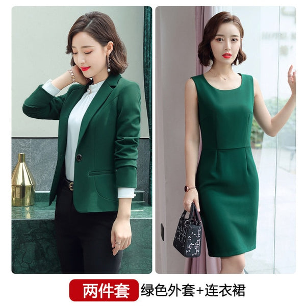 2020 Purple Women Formal Dress Suit Ladies Elegant Business Office Wear Blazer Suits Long Sleeve Blazer Jacket Dresses Plus Size