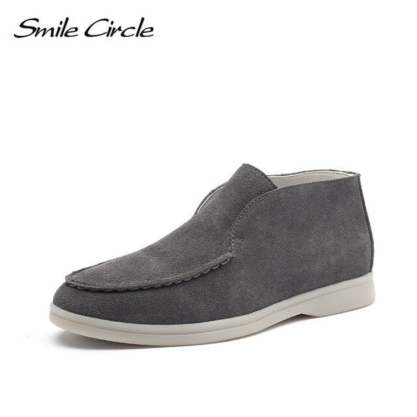 Smile Circle/Spring Ankle boots Women Genuine Leather Nude