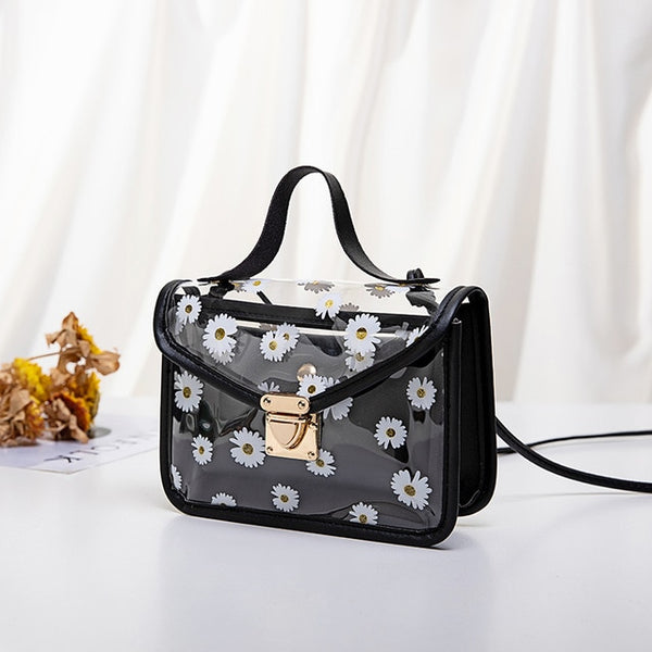 2020 Fashion Women Transparent Daisy Pattern Shoulder Bag