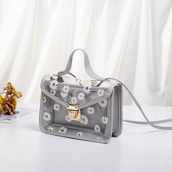 2020 Fashion Women Transparent Daisy Pattern Shoulder Bag