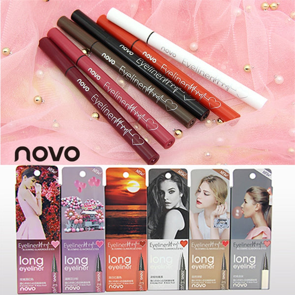 6 Color Liquid Eyeliner Pencil NOVO Cosmetics Eye Makeup Long Lasting Waterproof Black Eye Liner Pen Women Make Up