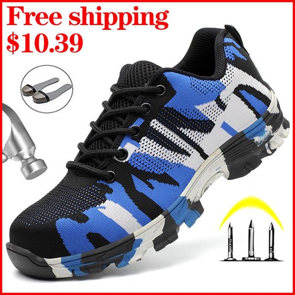 Camouflage Safety Shoes Men Indestructible Steel Toe Shoes