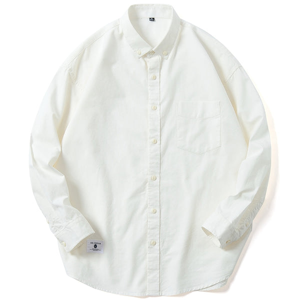 Casual Pure Cotton Oxford Mens Dress Shirt White Slim Fit Fashion design Long Sleeve Shirts
