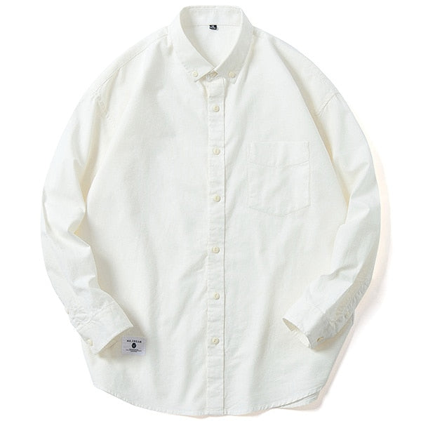 Casual Pure Cotton Oxford Mens Dress Shirt White Slim Fit Fashion design Long Sleeve Shirts