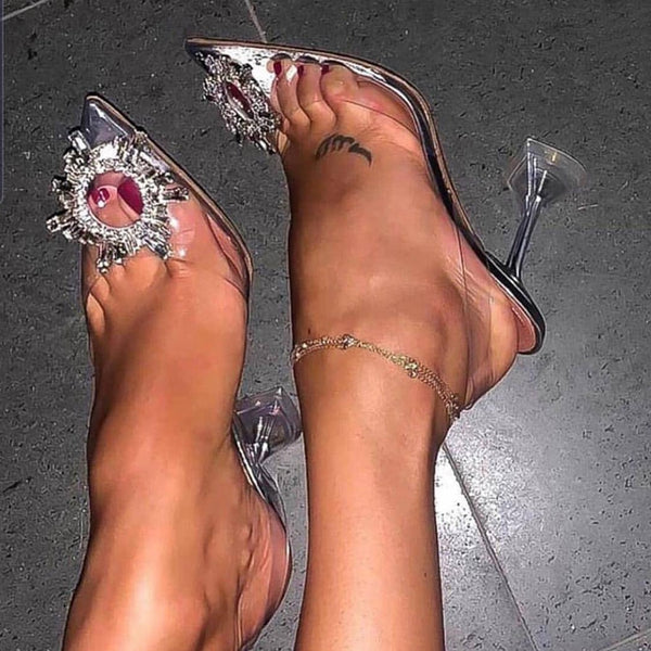 Luxury Women Pumps 2019 Transparent High Heels Sexy Pointed Toe