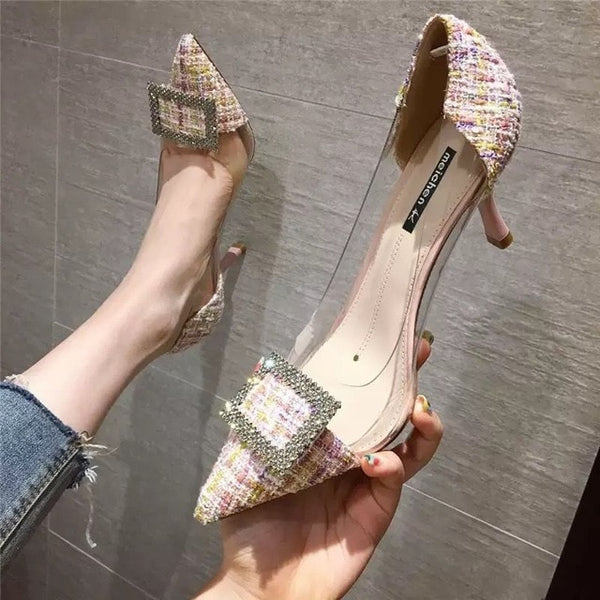 Luxury Women Pumps 2019 Transparent High Heels Sexy Pointed Toe