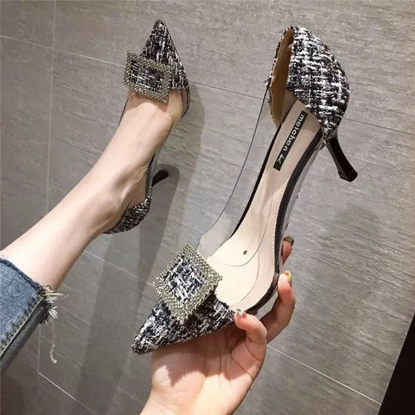 Luxury Women Pumps 2019 Transparent High Heels Sexy Pointed Toe