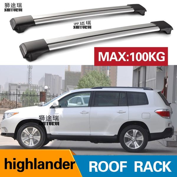 SHITURUI 2Pcs Roof bars For TOYOTA  KLUGER  highlander 2007-2013 Aluminum Alloy Side Bars Cross Rails Roof Rack Luggage