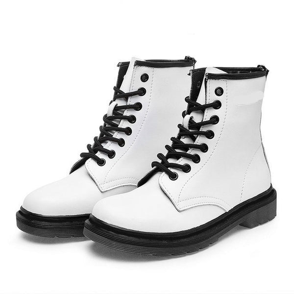 Soft Split Leather Women White Ankle Boots