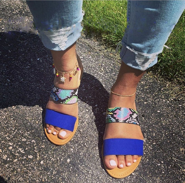 Women Slippers Patchwork Summer Slides Outdoor Beach