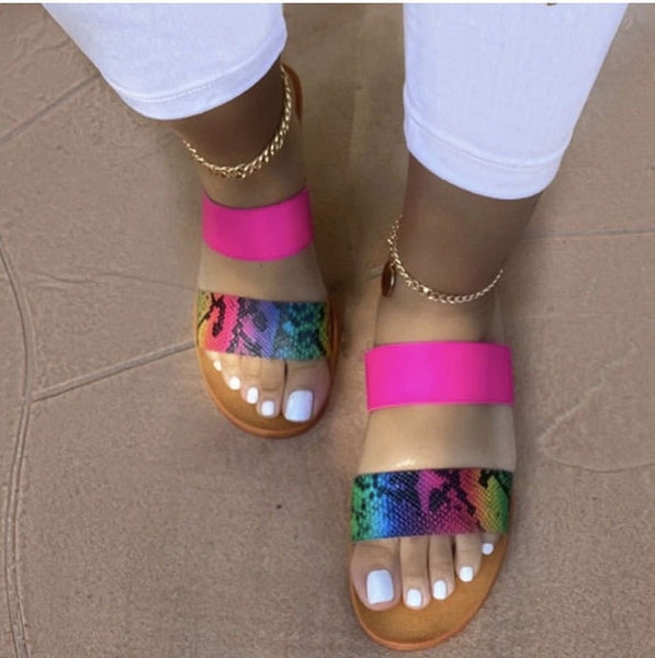 Women Slippers Patchwork Summer Slides Outdoor Beach