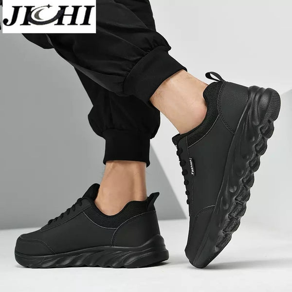 JICHI Men Shoes Leather Breathable Men's Sneakers
