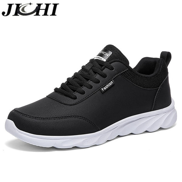 JICHI Men Shoes Leather Breathable Men's Sneakers
