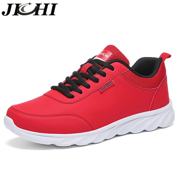 JICHI Men Shoes Leather Breathable Men's Sneakers