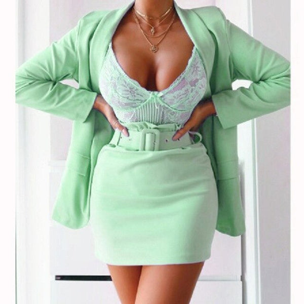 2020 Fashion Women Formal Dress Suit Ladies Elegant Business Office Wear Blazer Suit Long Sleeve Blazer Jacket Dresses Plus Size
