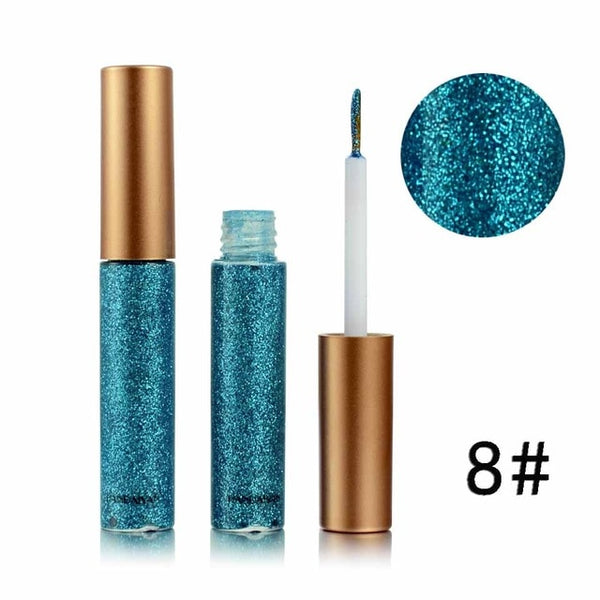 New Shimmer Glitter Eyes Liner For Women Make Up Easy to Wear Waterproof Pigment Red White Gold Liquid Eyeliner Glitter Makeup