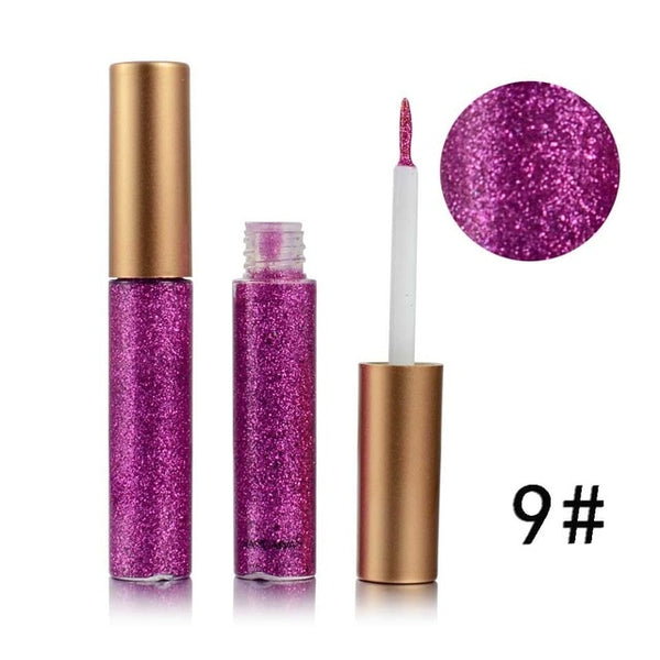 New Shimmer Glitter Eyes Liner For Women Make Up Easy to Wear Waterproof Pigment Red White Gold Liquid Eyeliner Glitter Makeup