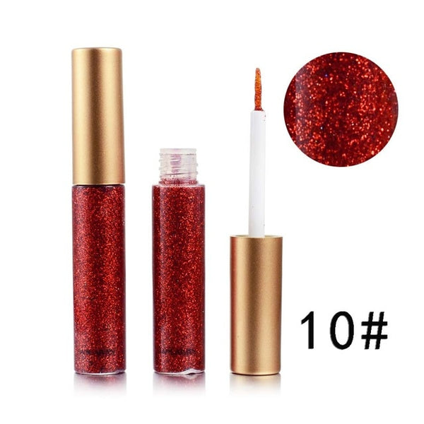 New Shimmer Glitter Eyes Liner For Women Make Up Easy to Wear Waterproof Pigment Red White Gold Liquid Eyeliner Glitter Makeup